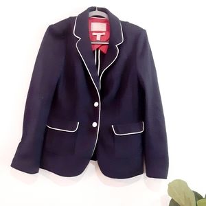 BANANA REPUBLIC True Navy Wool Blazer White piping